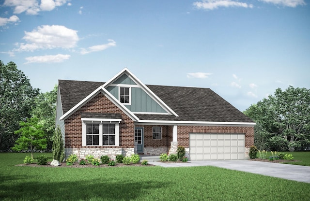 view of front of house featuring a garage and a front lawn