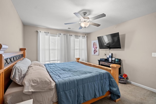 bedroom with carpet and ceiling fan