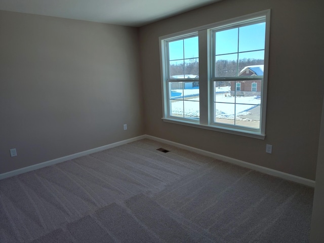 empty room featuring a healthy amount of sunlight and carpet flooring