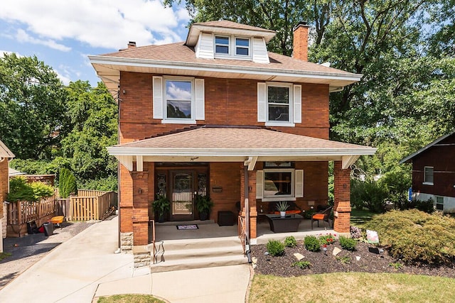 view of front of property with a porch