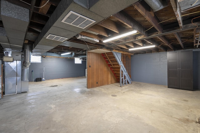 basement with heating unit