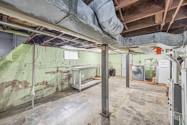 basement with independent washer and dryer