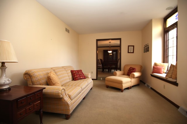 living room with carpet