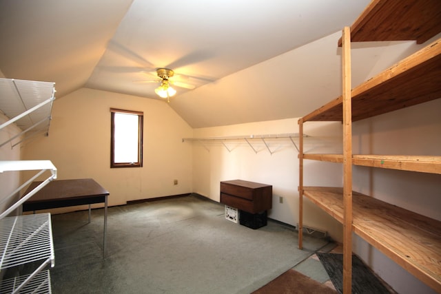 storage room featuring ceiling fan