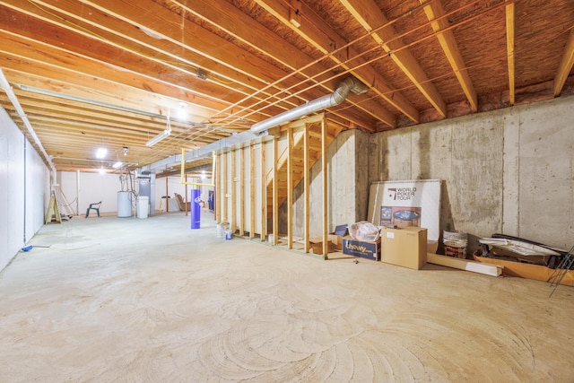 unfinished below grade area with water heater