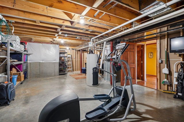 exercise area with water heater