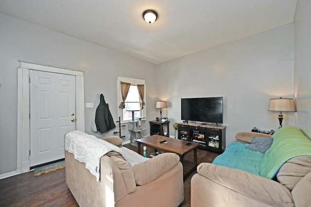 living room featuring dark hardwood / wood-style flooring