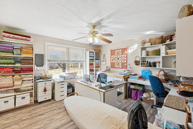 15027 Madison Pike, Morning View, KY 41063 - office featuring ceiling fan, light wood-style floors, and a textured ceiling