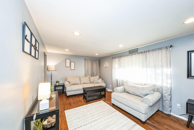 living room with hardwood / wood-style floors