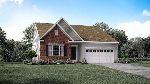 view of front of house featuring a garage and a front yard