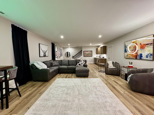 1516 Brumfield Ct, Union, KY 41091 - living area featuring stairway, recessed lighting, and light wood-type flooring