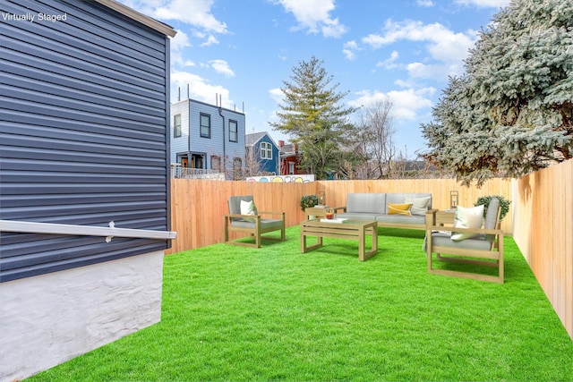 view of yard featuring an outdoor living space