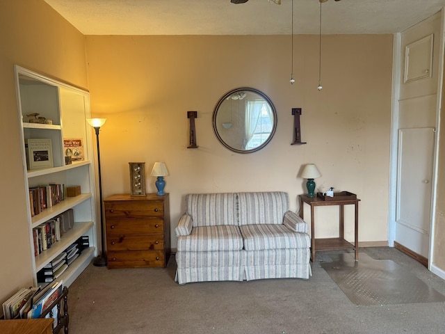 sitting room with carpet flooring