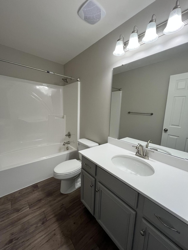 1703 Barons Cv, Hebron, KY 41048 - full bathroom with wood finished floors, toilet, shower / bathtub combination, and vanity
