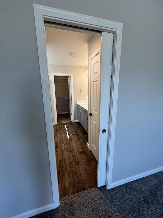 1703 Barons Cv, Hebron, KY 41048 - hall featuring baseboards and dark wood-style flooring