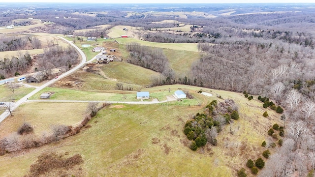 bird's eye view with a rural view