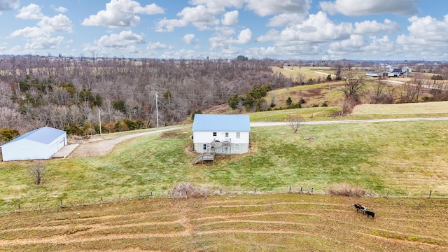 aerial view featuring a rural view