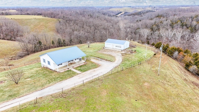 aerial view with a rural view