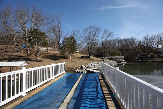 exterior space featuring a water view