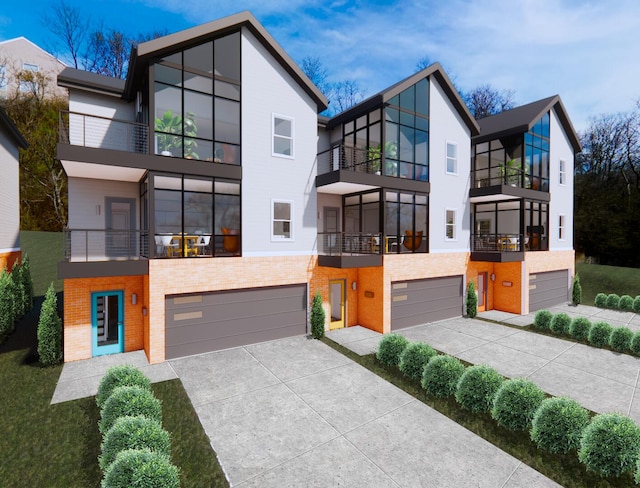 modern home featuring a garage