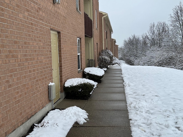 view of snowy exterior