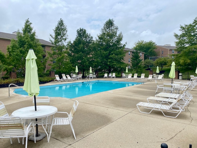 view of swimming pool featuring a patio