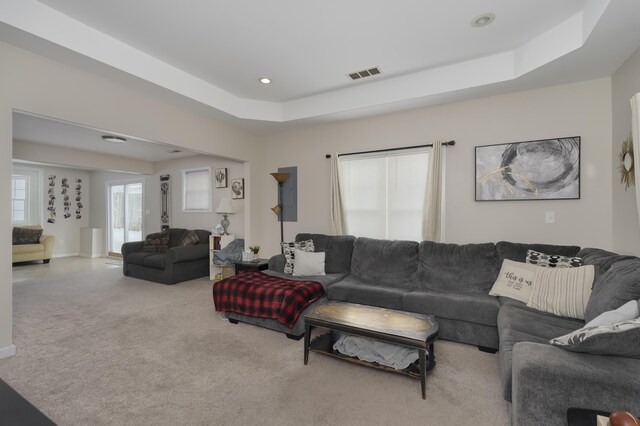 3408 Cowie Ave, Erlanger, KY 41018 - carpeted living room with a tray ceiling