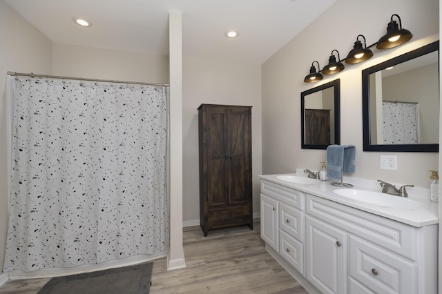 3408 Cowie Ave, Erlanger, KY 41018 - bathroom with hardwood / wood-style flooring, vanity, and a shower with shower curtain