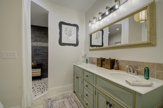 bathroom featuring vanity and tile patterned floors