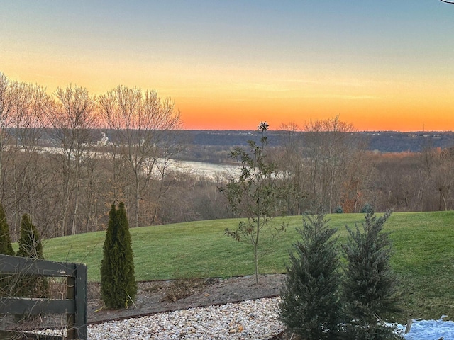 view of yard at dusk