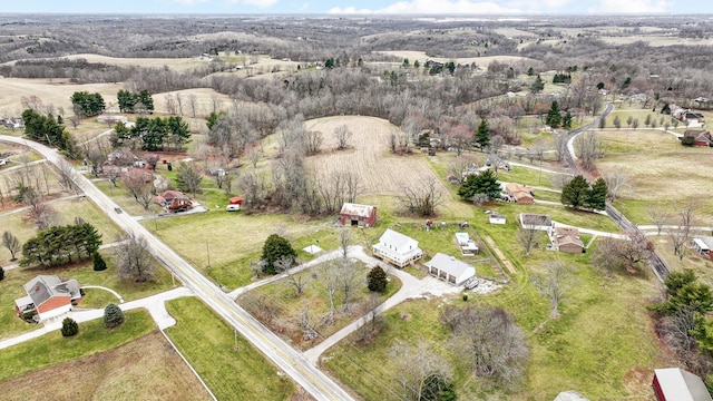 aerial view featuring a rural view