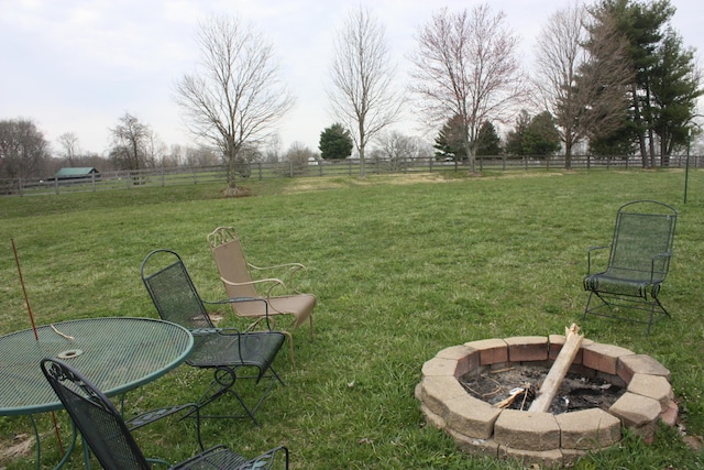 9520 E Bend Rd, Burlington, KY 41005 - view of yard with an outdoor fire pit, fence, and a rural view