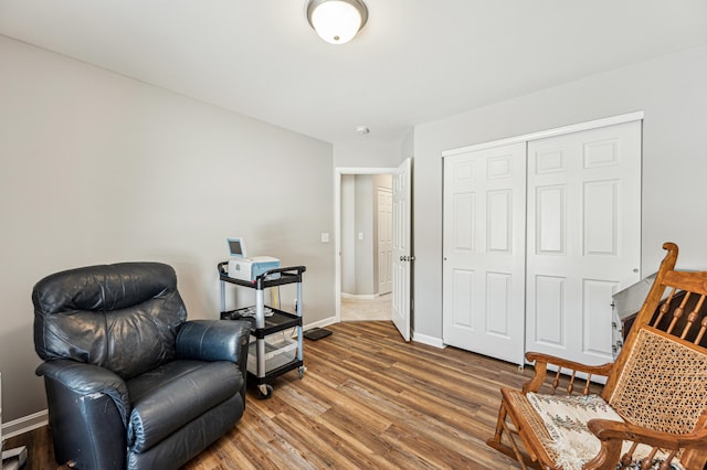 sitting room featuring wood-type flooring