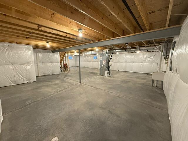 basement with heating unit