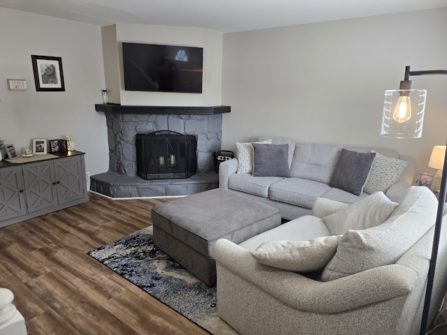 7013 Curtis Way Unit 7013, Florence, KY 41042 - living room featuring wood finished floors and a stone fireplace