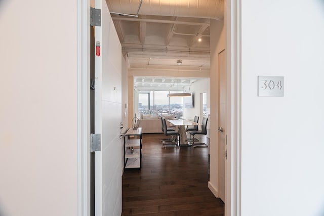 corridor featuring wood-type flooring