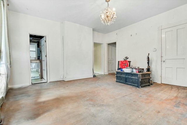 interior space with a notable chandelier