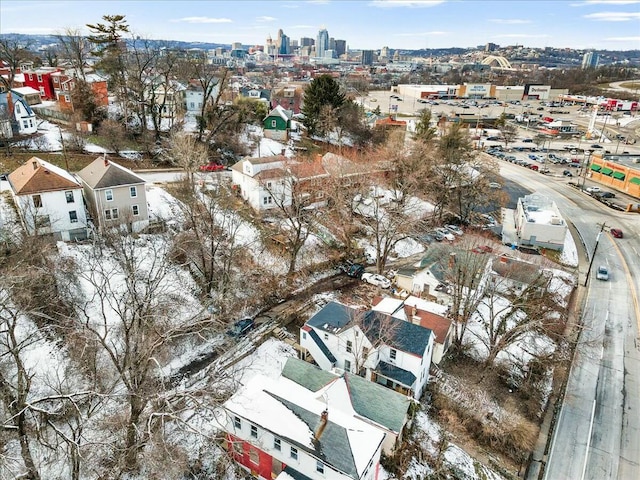 aerial view featuring a view of city and a residential view