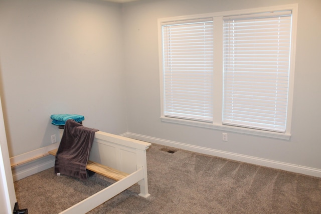 carpeted office with visible vents and baseboards