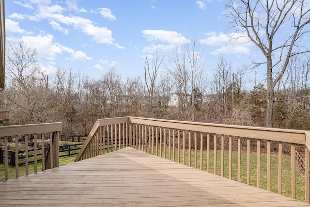 wooden deck with a lawn