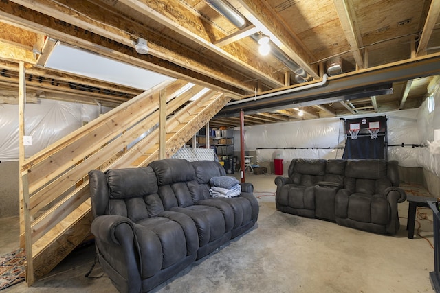 view of unfinished basement