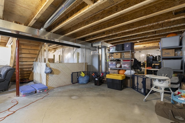 view of unfinished basement