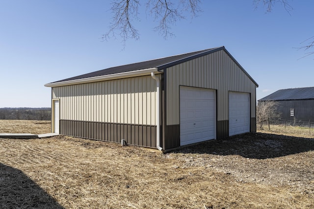 view of detached garage