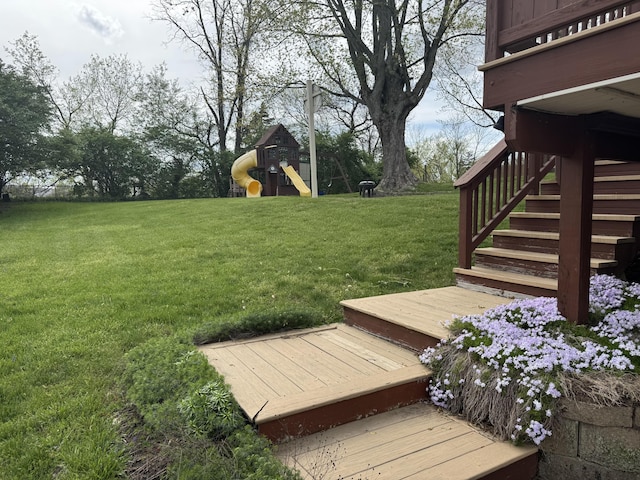 53 Brentwood Pl, Fort Thomas, KY 41075 - view of yard with a deck, stairs, and a playground