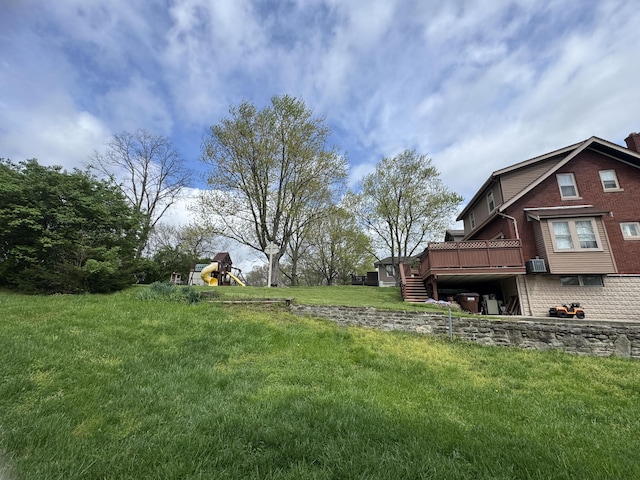 53 Brentwood Pl, Fort Thomas, KY 41075 - view of yard featuring a playground, stairway, and a deck