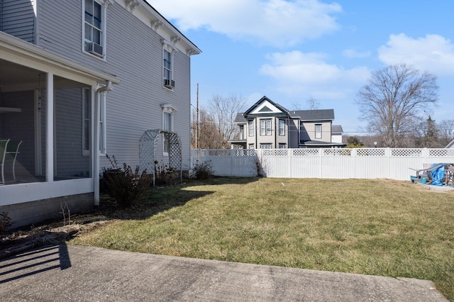 view of yard featuring fence