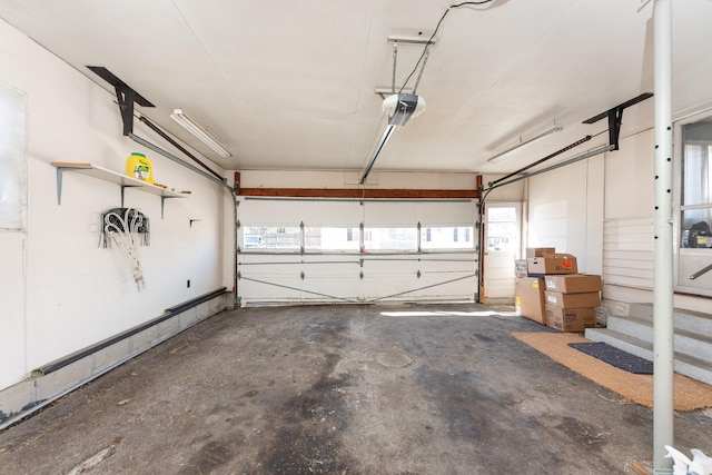 garage with a garage door opener