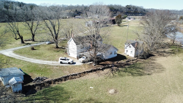 bird's eye view with a rural view