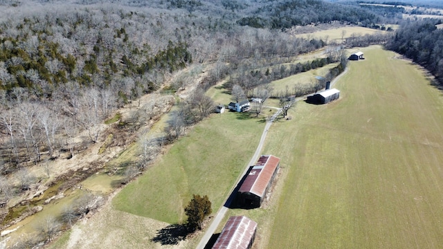 birds eye view of property featuring a rural view