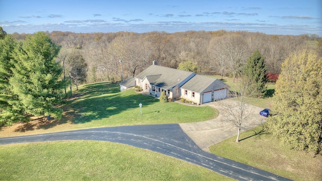 bird's eye view with a forest view